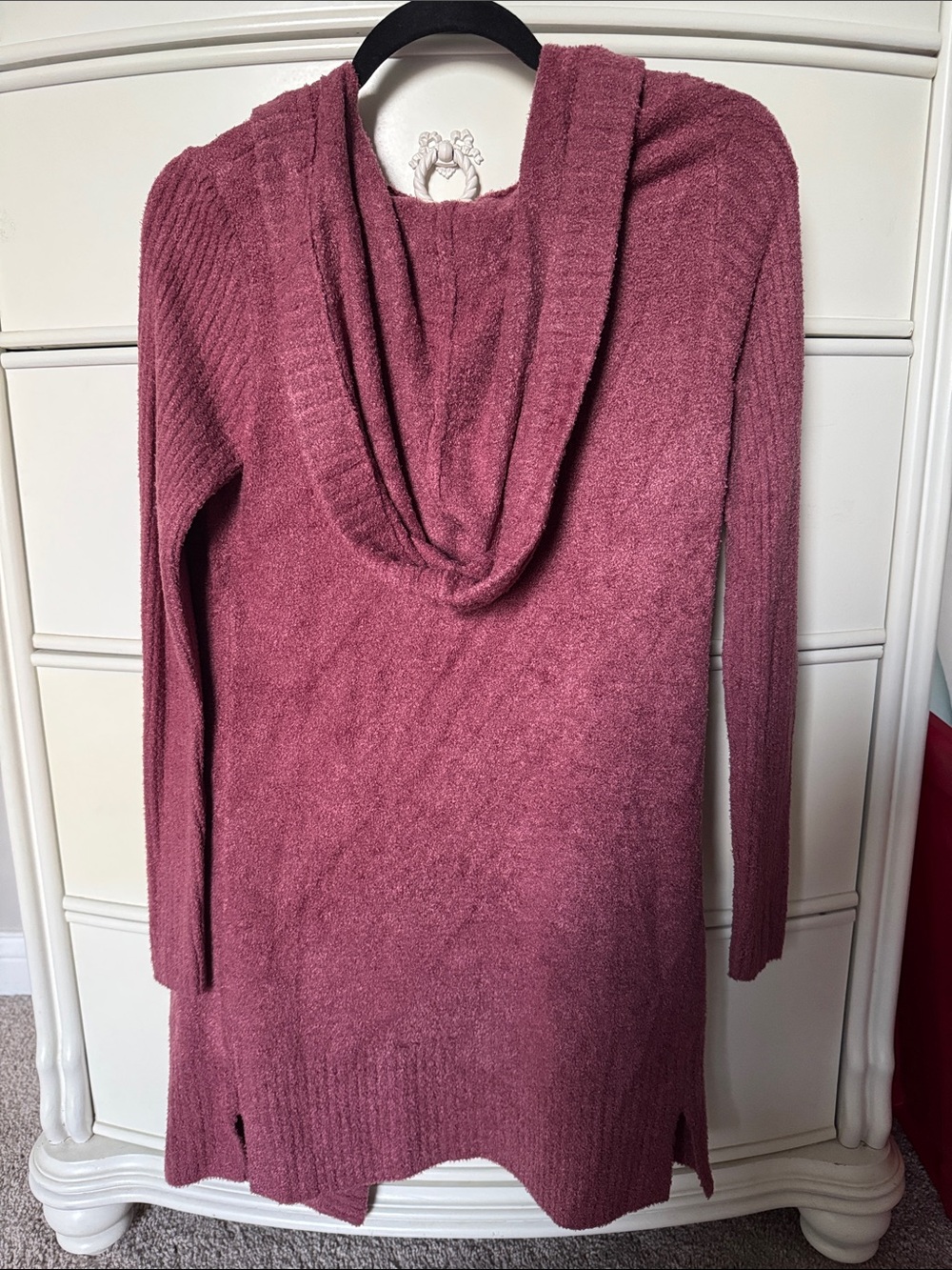 ✴️NWT✴️ Barefoot Dreams Open-Front Hooded Cardigan in Berry - Picture 6 of 6